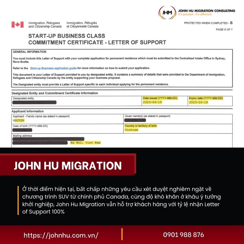 Định cư Canada diện Khởi nghiệp chúc mừng các khách hàng của John Hu Migration đã nhận Letter of Support (2)