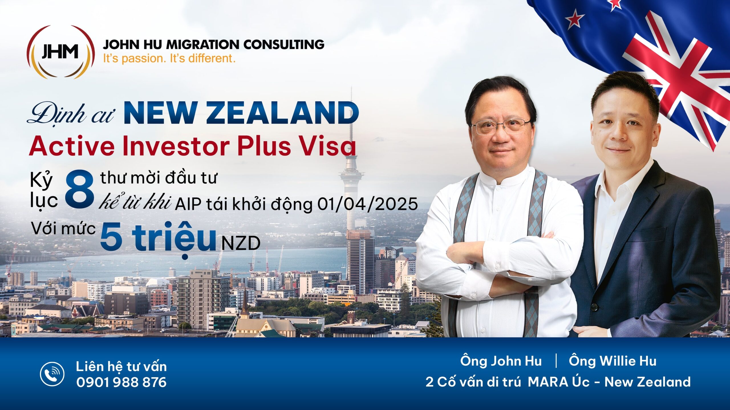 Định cư New Zealand diện Active Investor Plus Visa - Kỷ lục 8 thư mời đầu tư sau khi AIP tái khởi động với mức từ 5 triệu NZD_John Hu Migration