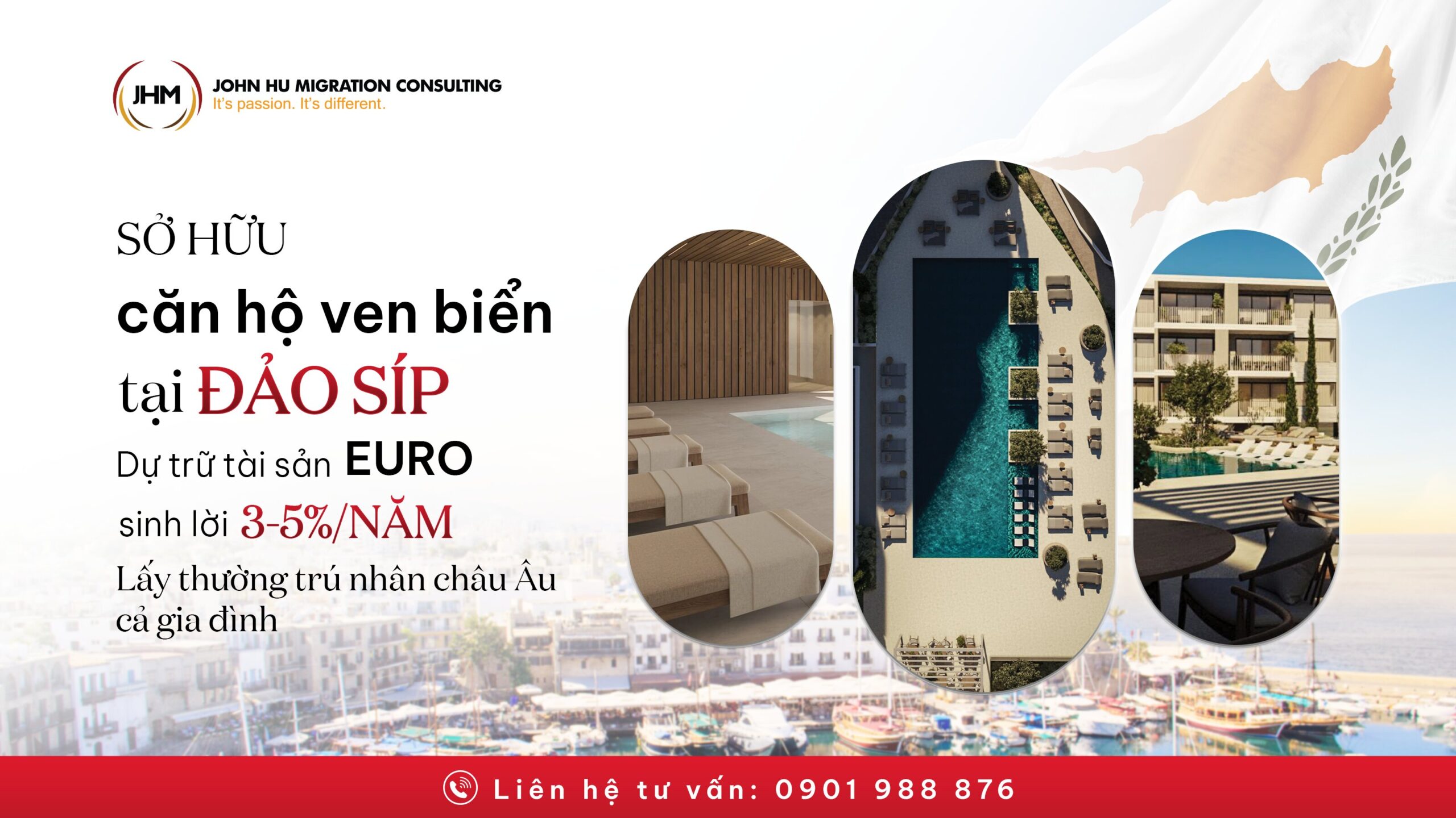 Sở hữu căn hộ ven biển đảo Síp, dự trữ tài sản EURO, sinh lời 3-5%/năm - lấy thường trú nhân châu Âu cả gia đình